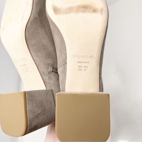 Vince Grey Suede Block Heel Booties Size 11 - Picture 7 of 7